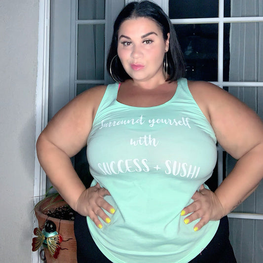 Success And Sushi Adult Tank Top in Light Blue
