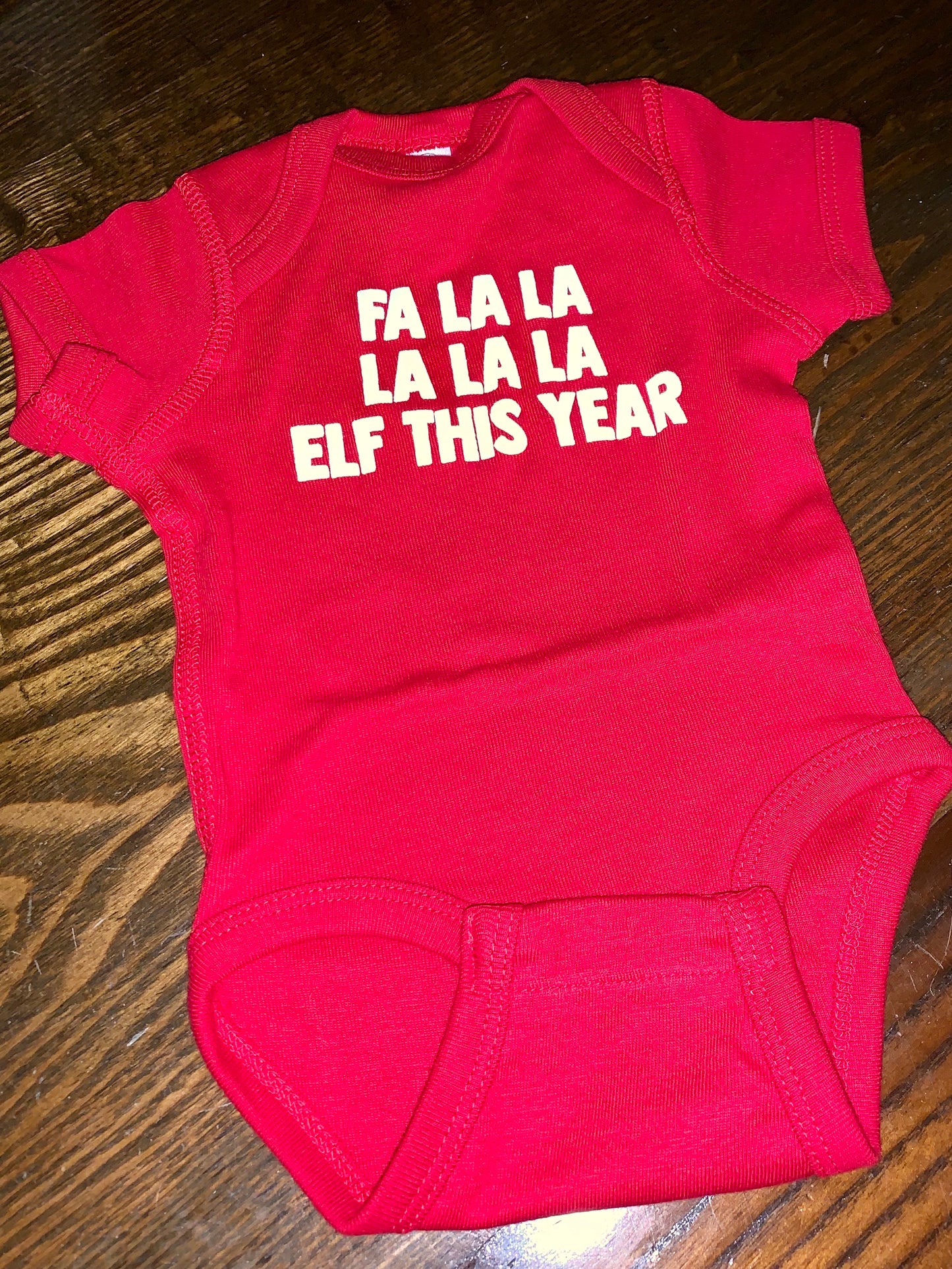 Elf This Year Baby Onesie in Red