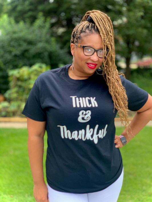 Thick & Thankful Adult T-Shirt in Black